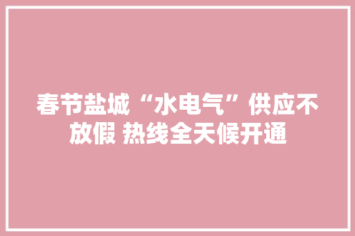 春节盐城“水电气”供应不放假 热线全天候开通
