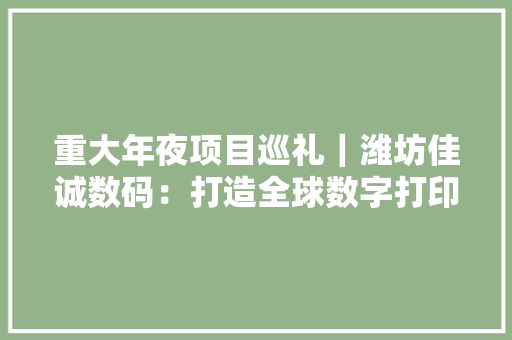 重大年夜项目巡礼｜潍坊佳诚数码：打造全球数字打印新材料一流分娩基地