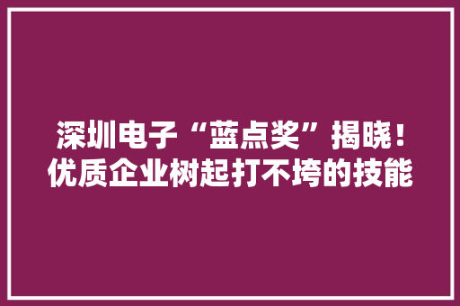 深圳电子“蓝点奖”揭晓！优质企业树起打不垮的技能链和立异链