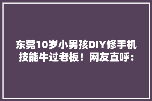 东莞10岁小男孩DIY修手机技能牛过老板！网友直呼：这才是神童