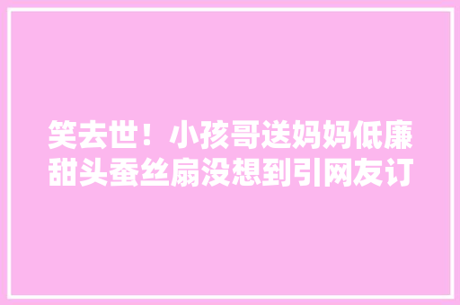 笑去世！小孩哥送妈妈低廉甜头蚕丝扇没想到引网友订购爱好秒变工作