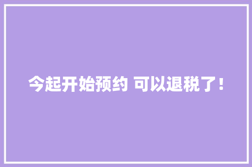 今起开始预约 可以退税了！ 今起开始预约 可以退税了！ 互联通信