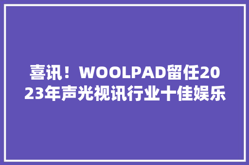 喜讯！WOOLPAD留任2023年声光视讯行业十佳娱乐系统平易近族品牌