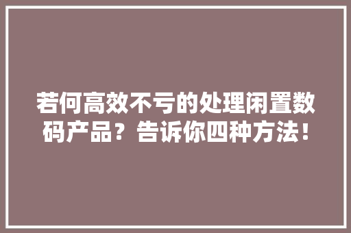 若何高效不亏的处理闲置数码产品？告诉你四种方法！最后一种亮了