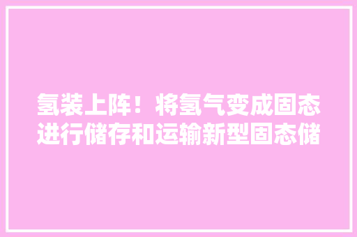 氢装上阵！将氢气变成固态进行储存和运输新型固态储氢大年夜显身手