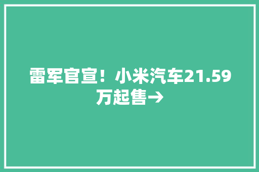 雷军官宣！小米汽车21.59万起售→