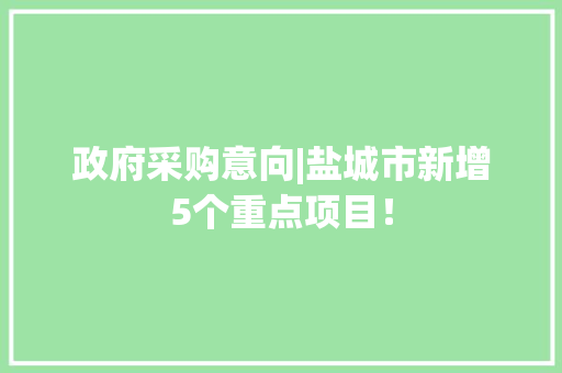 政府采购意向|盐城市新增5个重点项目！