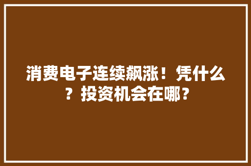 消费电子连续飙涨！凭什么？投资机会在哪？ 消费电子连续飙涨！凭什么？投资机会在哪？ 人工智能