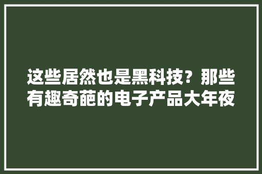 这些居然也是黑科技？那些有趣奇葩的电子产品大年夜盘点