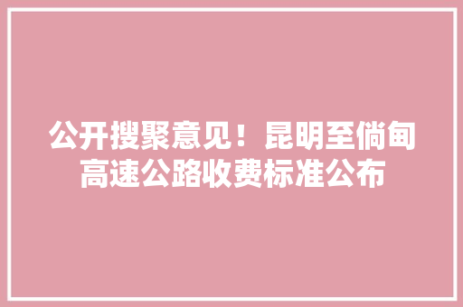 公开搜聚意见！昆明至倘甸高速公路收费标准公布