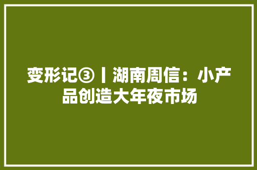 变形记③丨湖南周信：小产品创造大年夜市场