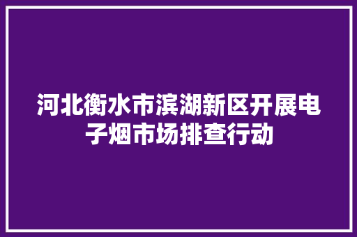 河北衡水市滨湖新区开展电子烟市场排查行动 河北衡水市滨湖新区开展电子烟市场排查行动 互联通信