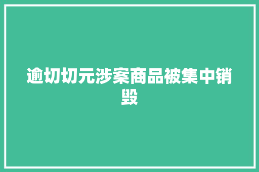 逾切切元涉案商品被集中销毁 逾切切元涉案商品被集中销毁 智能家居