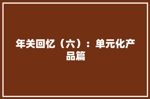 年关回忆（六）：单元化产品篇