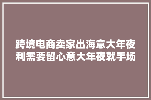 跨境电商卖家出海意大年夜利需要留心意大年夜就手场上的哪些事项？