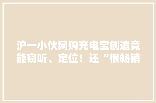 沪一小伙网购充电宝创造竟能窃听、定位！还“很畅销”？