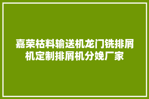 嘉荣枯料输送机龙门铣排屑机定制排屑机分娩厂家