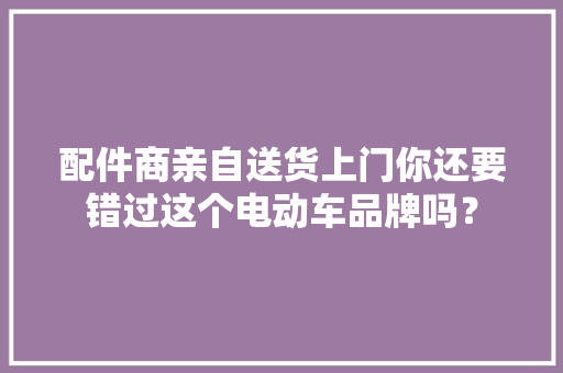 配件商亲自送货上门你还要错过这个电动车品牌吗？