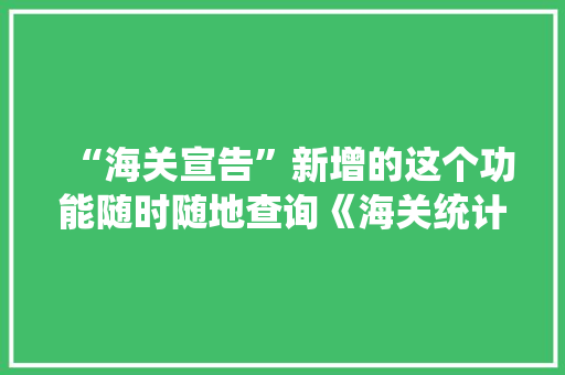 “海关宣告”新增的这个功能随时随地查询《海关统计商品目录》