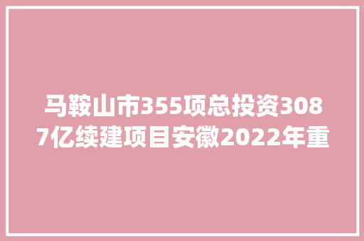 马鞍山市355项总投资3087亿续建项目安徽2022年重点项目10(1)