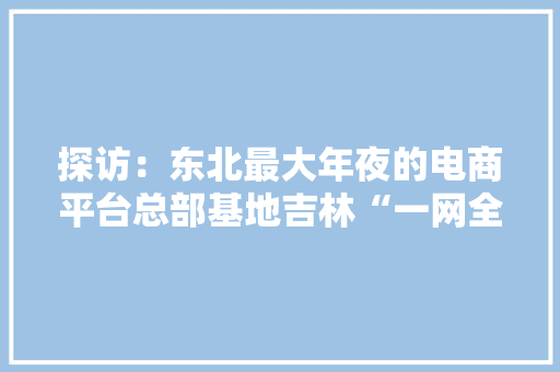 探访：东北最大年夜的电商平台总部基地吉林“一网全城”