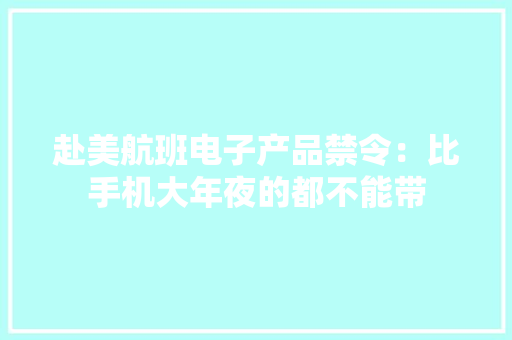 赴美航班电子产品禁令：比手机大年夜的都不能带
