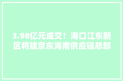 3.98亿元成交！海口江东新区将建京东海南供应链总部