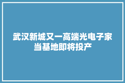 武汉新城又一高端光电子家当基地即将投产
