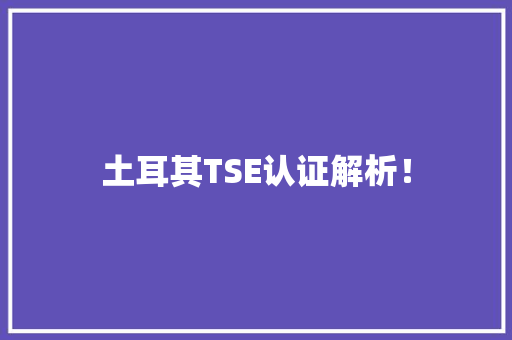 土耳其TSE认证解析！