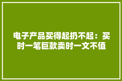 电子产品买得起扔不起：买时一笔巨款卖时一文不值
