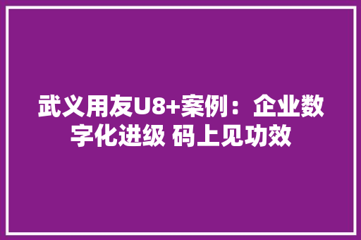 武义用友U8+案例：企业数字化进级 码上见功效