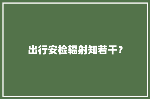 出行安检辐射知若干？