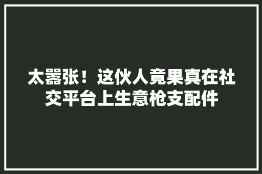 太嚣张！这伙人竟果真在社交平台上生意枪支配件