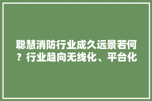 聪慧消防行业成久远景若何？行业趋向无线化、平台化和融合化