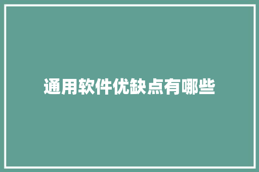 通用软件优缺点有哪些 通用软件优缺点有哪些 智能家居