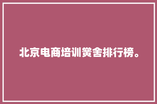 北京电商培训黉舍排行榜。