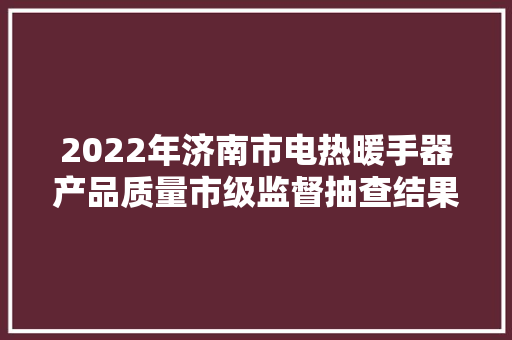 2022年济南市电热暖手器产品质量市级监督抽查结果