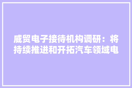 威贸电子接待机构调研：将持续推进和开拓汽车领域电子线束产品