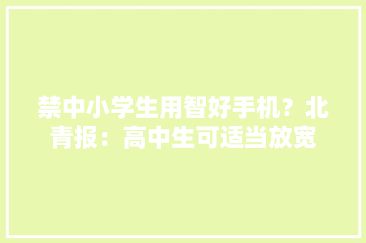 禁中小学生用智好手机？北青报：高中生可适当放宽