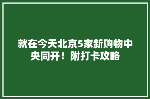 就在今天北京5家新购物中央同开！附打卡攻略