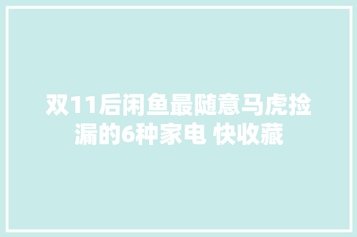 双11后闲鱼最随意马虎捡漏的6种家电 快收藏
