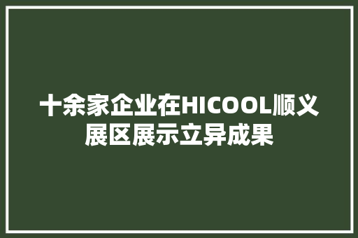 十余家企业在HICOOL顺义展区展示立异成果