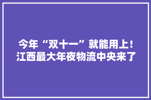 今年“双十一”就能用上！江西最大年夜物流中央来了！