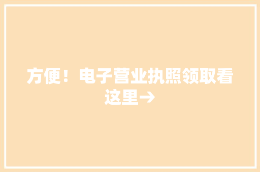 方便！电子营业执照领取看这里→