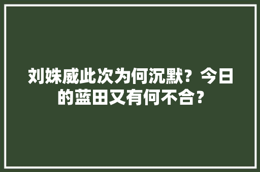 刘姝威此次为何沉默？今日的蓝田又有何不合？