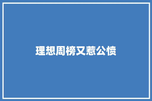 理想周榜又惹公愤