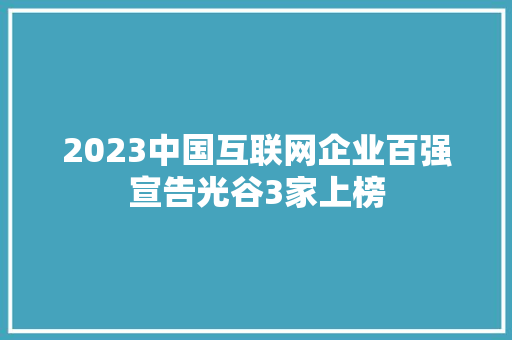 2023中国互联网企业百强宣告光谷3家上榜