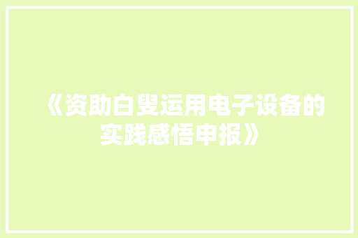 《资助白叟运用电子设备的实践感悟申报》