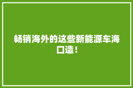 畅销海外的这些新能源车海口造！ 畅销海外的这些新能源车海口造！ 互联通信