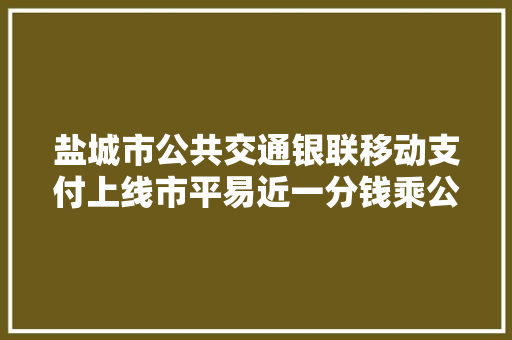 盐城市公共交通银联移动支付上线市平易近一分钱乘公交